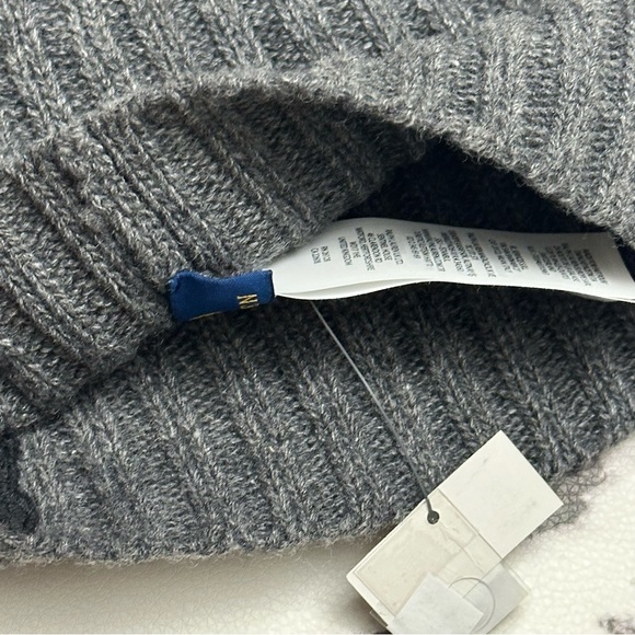Polo Ralph Lauren Men’s Winter Beanie Hat Wool Blend Uncuffed Ribbed Gray NWT OS - Picture 6 of 16